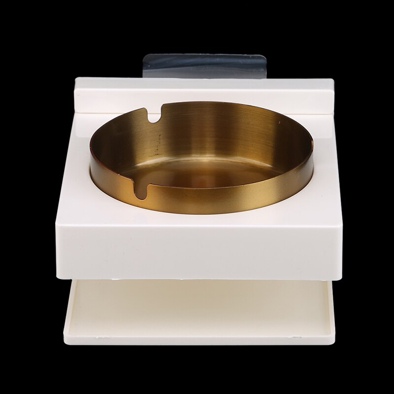Wandmontage Asbak Thuis Roestvrij Staal Voor Wandmontage Asbak Gat-Gratis Opknoping Asbak Waterdichte As Opslag Asbak: Square gold