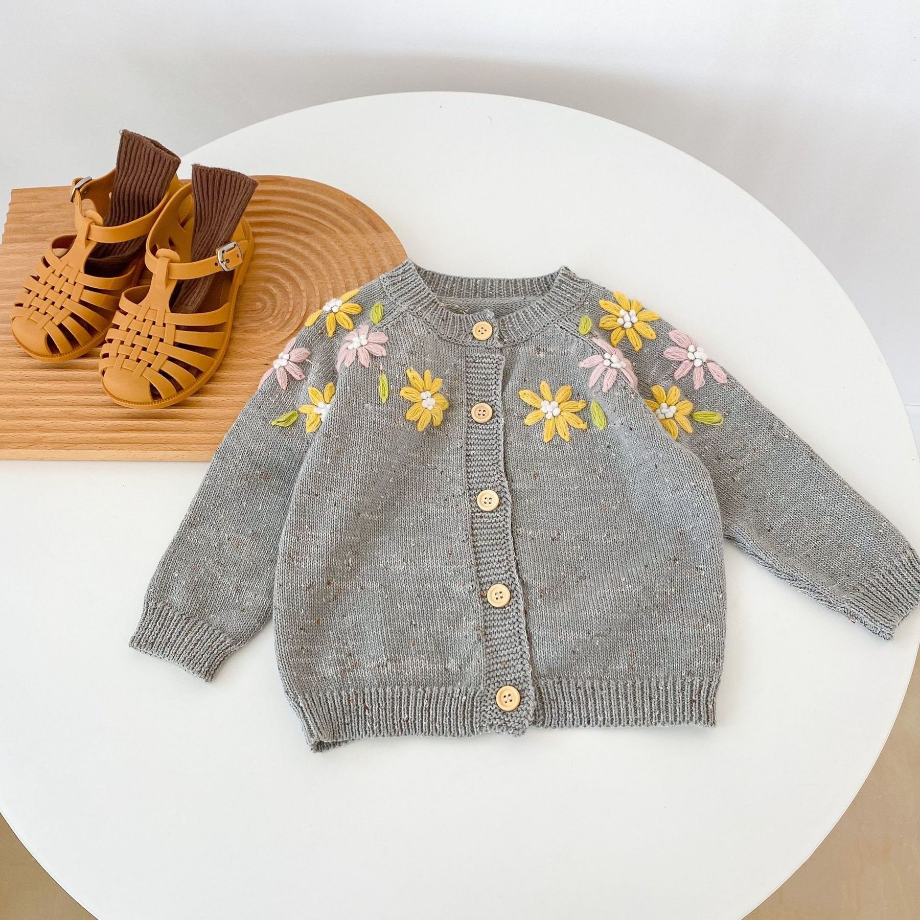 Koodykids Baby Meisje Herfst Gebreide Trui Vesten Bloemen Trui Gebreide Peuter Meisjes Lente Vest Kleding Top