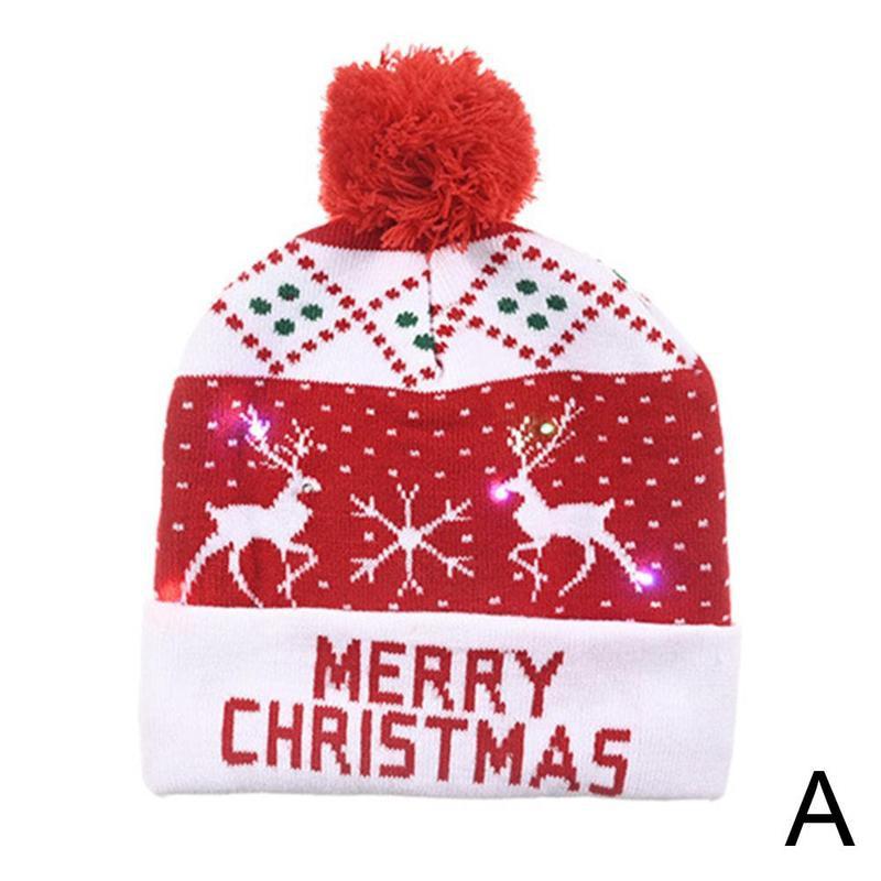 Børn børn piger drenge førte lys jul hatte vinter varm tykkere strikkede beanie hatte flash lampe jul hætter: -en