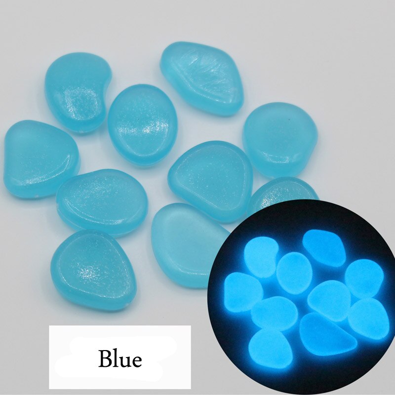 10Pcs Blue Glow In The Dark Luminous Pebbles Stones Wedding Romantic Evening Party Events Supplies Garden Decoration Crafts