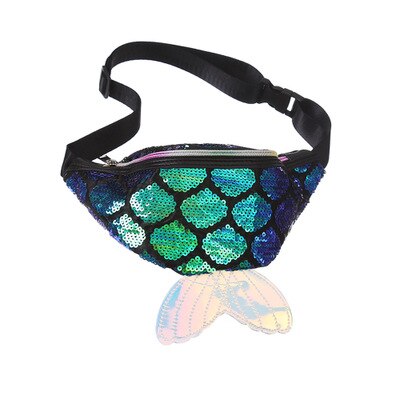 Waist Bag Sequins Mermaid Wallet Purses Chest Pack Travelling Mobile Phone Bag: Green