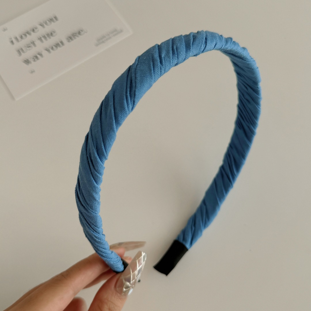 Colorful thin Fabric Wrapped Hairband Headband Hair Accessories Hair Jewerlery: Blue