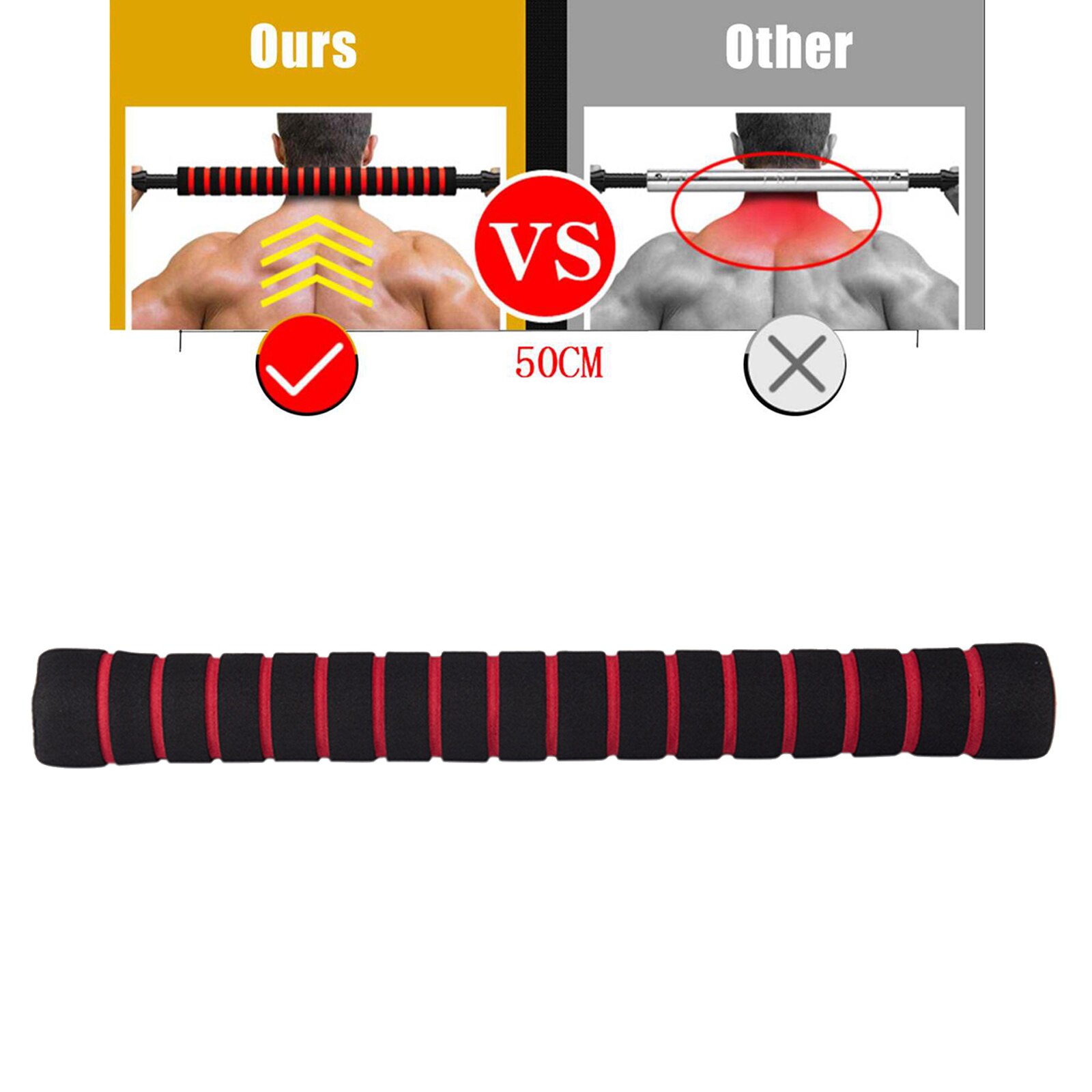 Dumbbell Extension Bar Foam Padded 1&#39;&#39; Extender Connector Converts to Barbell