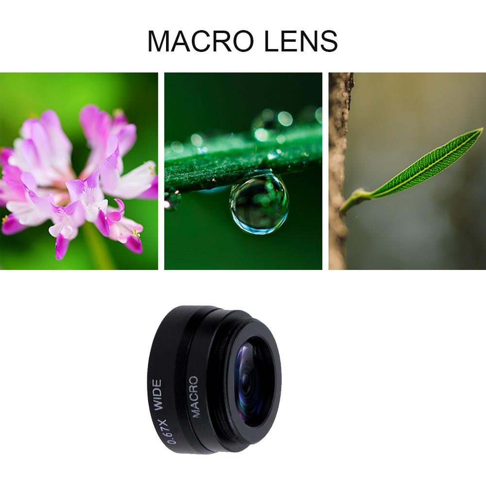 3- in- 1- fisheye-handyobjektiv: 0.67x weitwinkel-zoom-fisheye-makroobjektive, kamera-kits mit clip-objektiv für smartphones