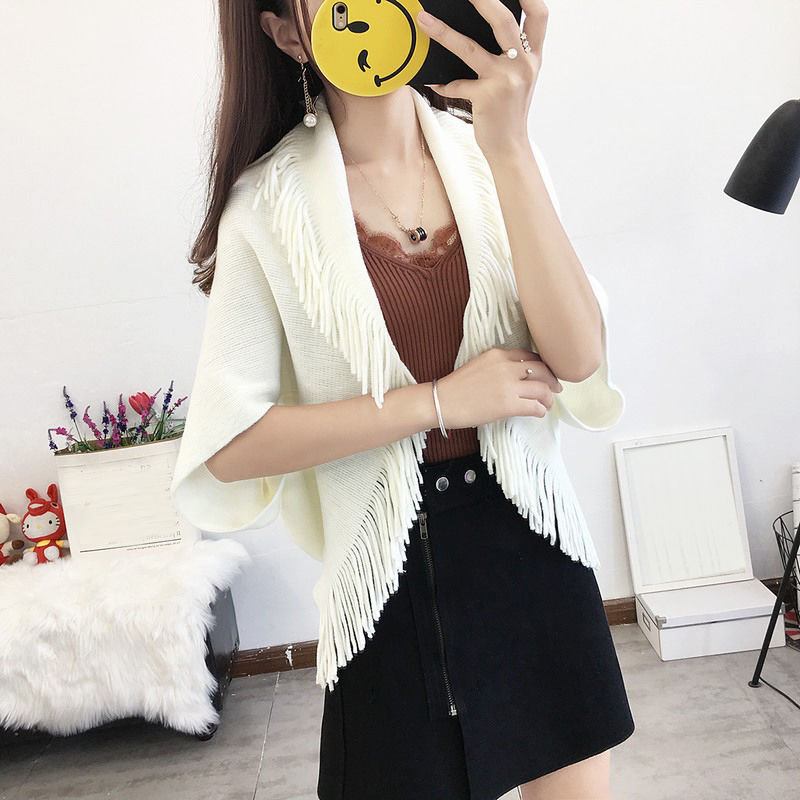 Herfst Truien Vrouwen Vest Omzoomd Trui Mode Dame Mantel Sjaal Losse Solid Vesten Gebreide Truien Bovenkleding
