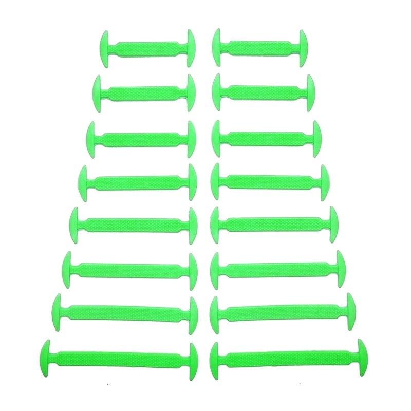 16 Stks/partij Schoenen Accessoires Geen Tie Schoenveters Unisex Elastische Siliconen Schoenveters Rubber Schoenveter: Green