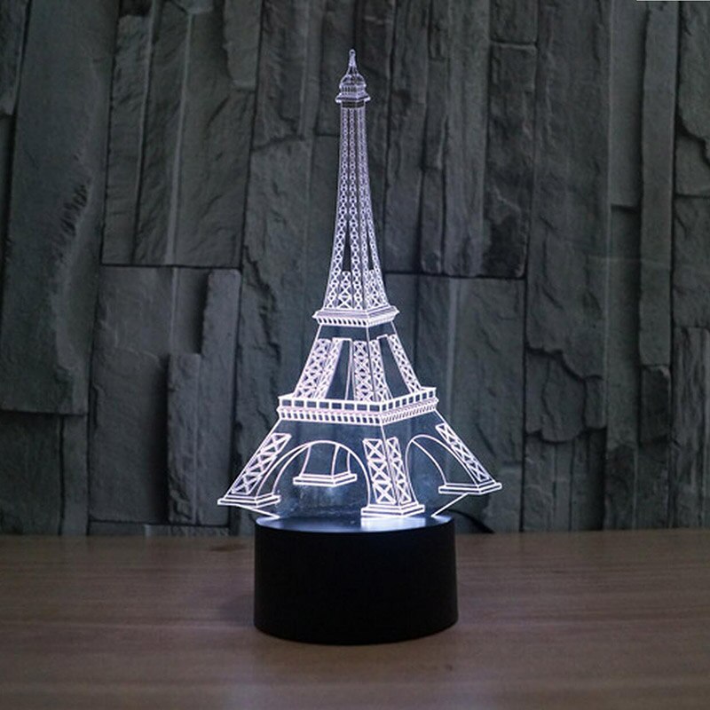 3D acrylique tour Eiffel veilleuse lampe charge luna lumière meilleur noël anniversaire rond lumière