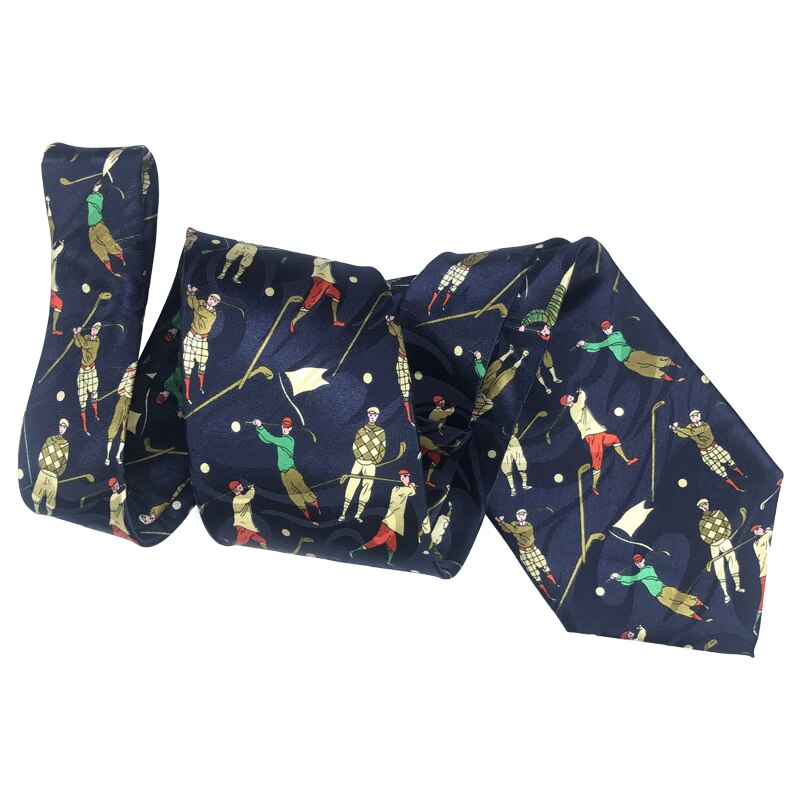 Luxury 10CM Mens Ties Golf Man Bird guitar dolphin printed Wide Neckties Hombre Gravata Ties For Men Classic Business Wedding