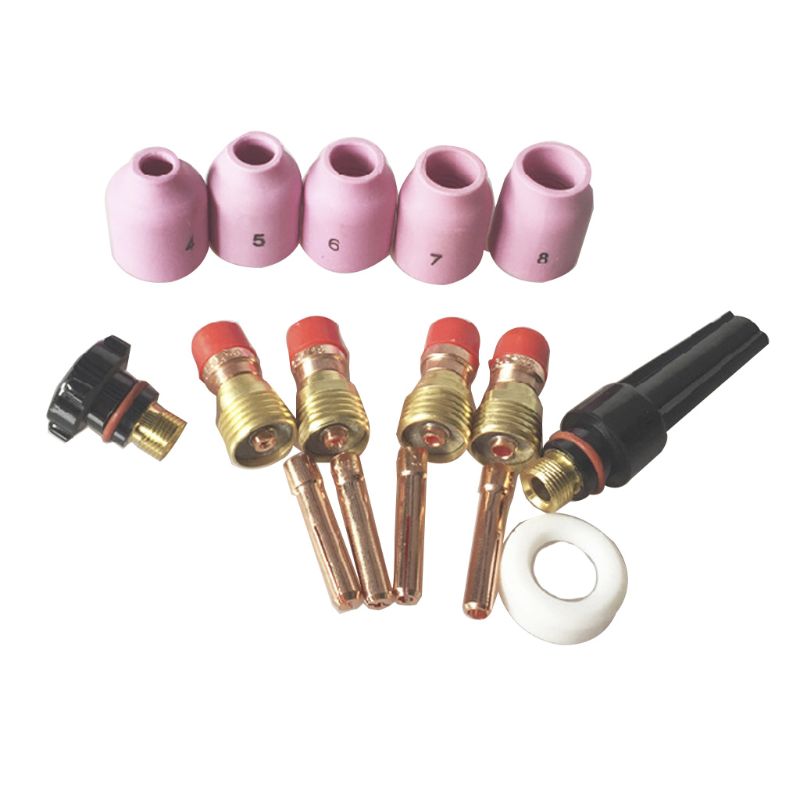 TIG Welding Torch Stubby Gas Lens Kit Collets Nozzles Back Cap for WP-17/18/26 Series Soldering Set