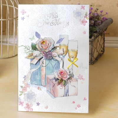 8 'Congratulations' Wedding Cards For Bride and Groom Flower Wedding Greeting Cards: WISH 1603 II 07