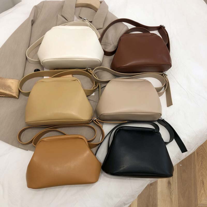 Solid Color Shell Bag Spring High PU Leather Women's Handbag Travel Shoulder Messenger Bag