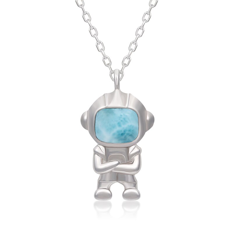Astronauten-anhänger im retro-stil 925 mit larimar-motiv für damen: Astronaut larimar