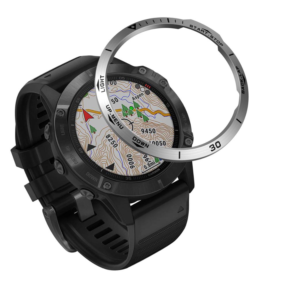 For Garmin fenix 6 Case For fenix 6 Pro sport style Bezel Ring Styling Case Adhesive Cover Protection Bezels: Silver / For Garmin fenix 6
