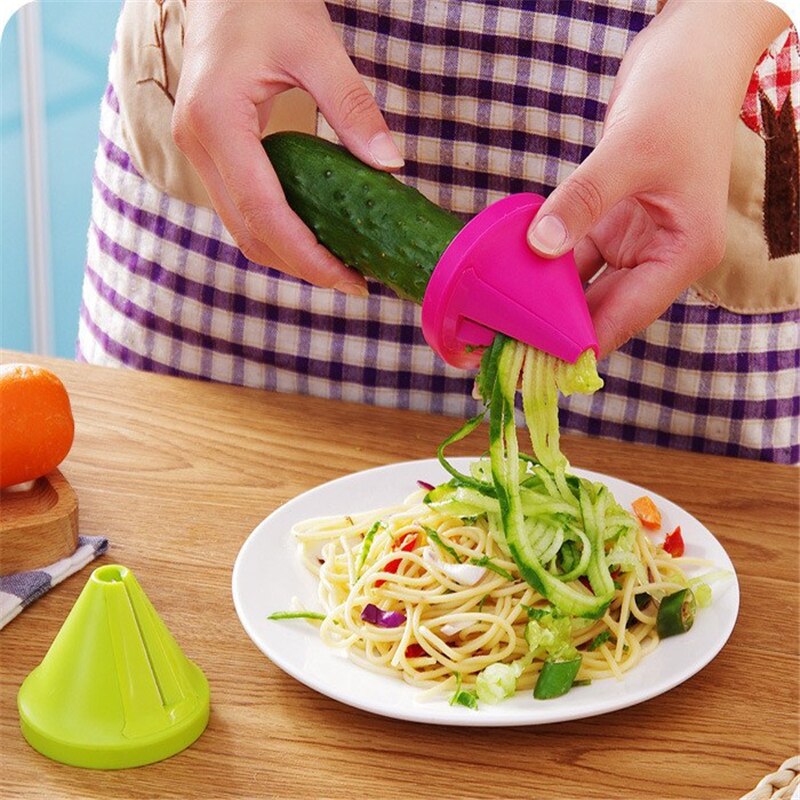 1pc kjøkken gadget trakt grønnsak gulrot reddik kutter strimle slicer spiral enhet kjøkken tilbehør kjøkken varer kjøkken. q