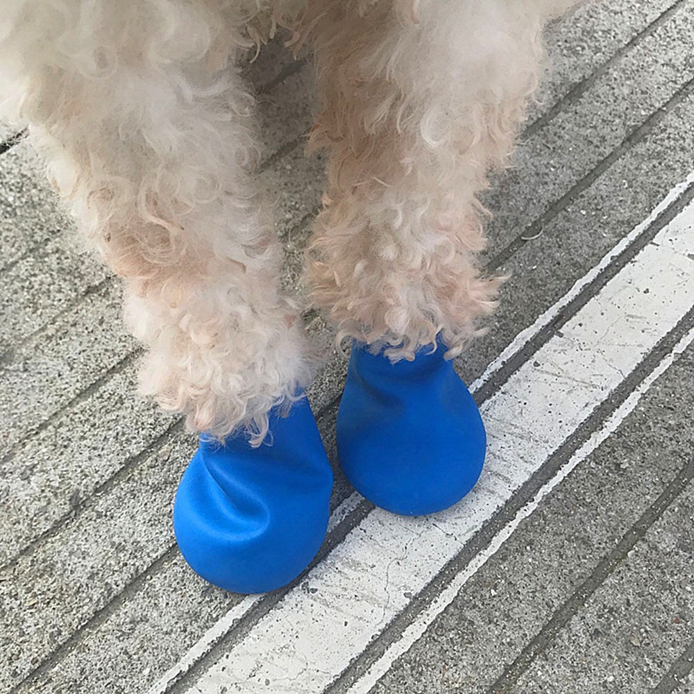 4Pcs/lot Dog Rubber Waterproof Sock Shoes Pets Portable Rain Boots Dogs Anti-slip Outdoor Puppies Footwear Shoe Candy Colors