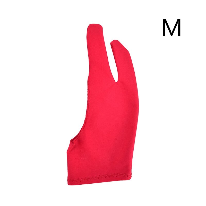 1pcs 18.5cm Black Artist Drawing Glove For Any Graphics Drawing Tablet 2 Finger Anti-fouling,both For Right And Left Hand Size S: Red M