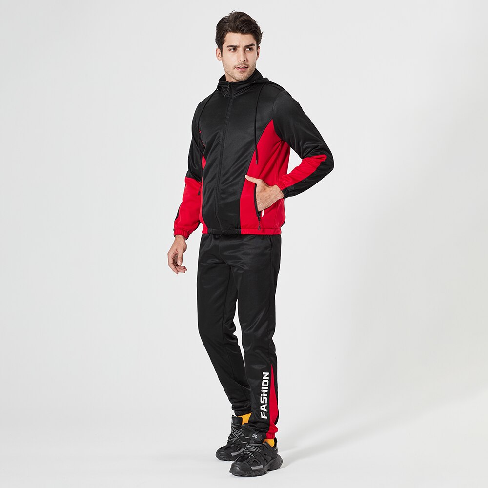 Herr höst träningsoverall färgblock svettdräkter 2 delar set outfits herr sportkläder kläder herr outfit set löpar dräkt