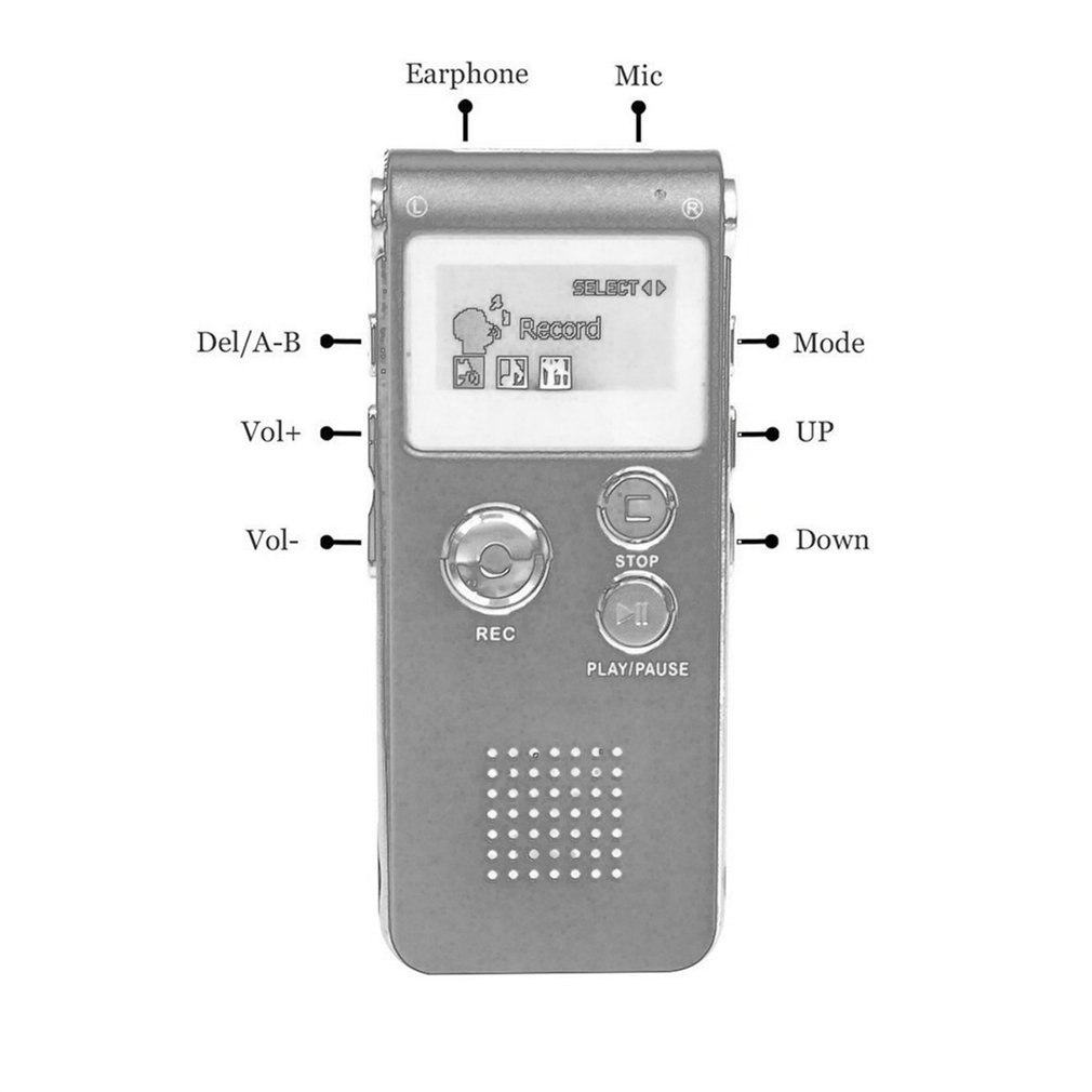 Multifunction Digital Voice Recorder 8G or 16G USB Rechargeable LCD