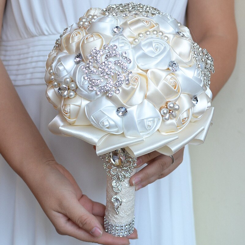 Gorgeous Wedding Flowers Bridal Bouquets Artificial Wedding Bouquet Crystal Sparkle With Pearls buque de noiva