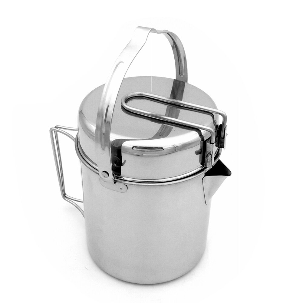 Portable Outdoor Camping Pots Camping Cookware and Pans Set Cook Gear for Family Hiking Camping Cook Silver Camping cooker