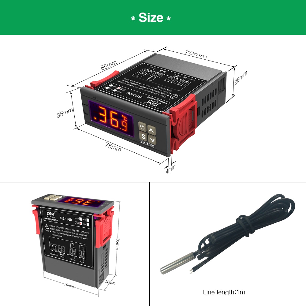 STC-1000 STC 1000 LED Digital Thermostat für Inkubator Temperatur Regler Temperaturregler Relais Heizung Kühlung 12V 24V 220V