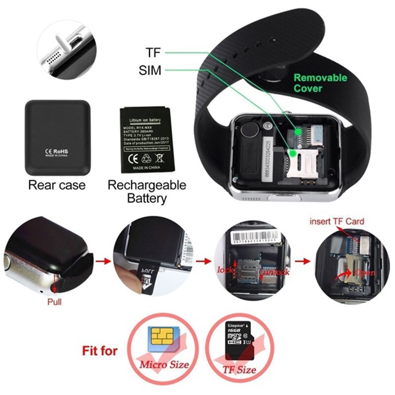 Relojes GT08 Plus para hombre, reloj de Metal con Bluetooth, ranura para tarjeta Sim, mensajes Push para teléfono Android IOS,