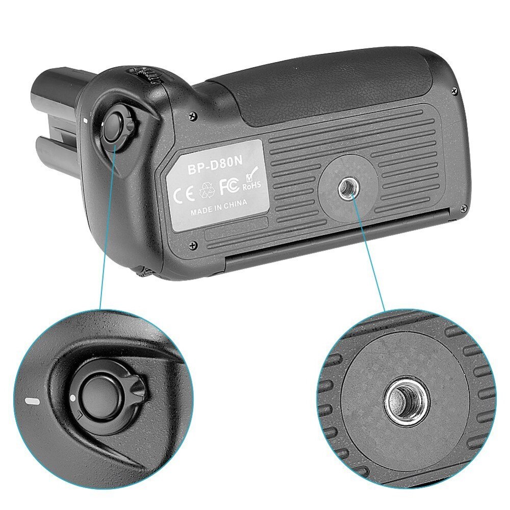 JINTU support Vertical de poignée de batterie pour Nikon D80 D90 Relacement d'appareil photo reflex pour MB-D80 de puissance