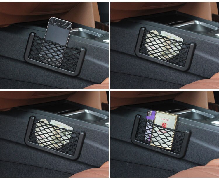 Auto Opbergen Opruimen 15X8cm Automotive Tas Met Adhesive Visor Car Fastenr Net Organizer Pockets Netto Voor Mobiele Telefoon