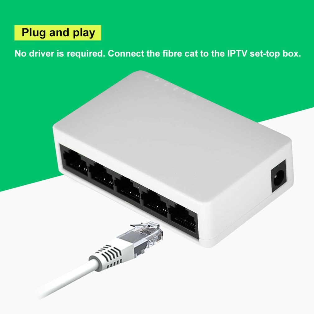 Ethernet Switch Switcher 5-Port Fast Ethernet 10/100Mbps Desktop Switch Switcher Rj45 Lan Splitter Hub