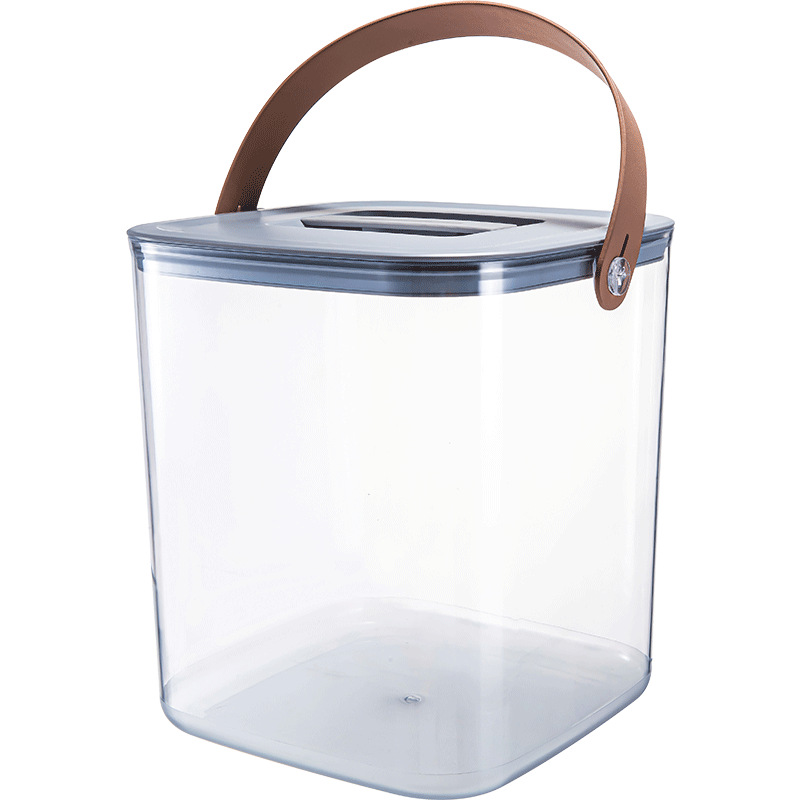 Large Airtight Food Container Plastic Transparent Rice Flour Bin Kitchen Pantry Bulk Food Storage Box with Portable Handle: Big Gray