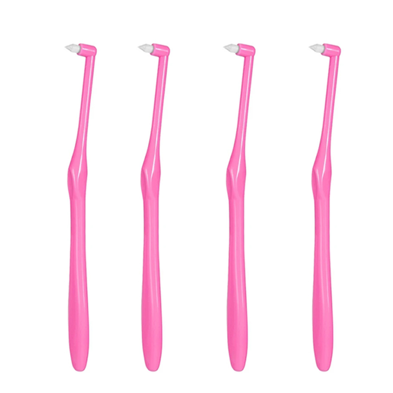 4 Stuks Orthodontische Tandenborstel Puntige Hoofd Zacht Haar Correctie Schoon Tanden Gap Floss Mondhygiëne Tanden Beugel Tandenborstels: Goud