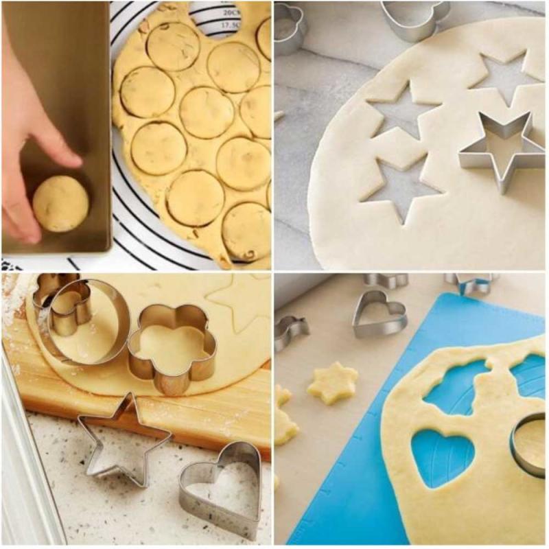 24 Stks/set Rvs Cookie Biscuit Diy Mold Star Hart Ronde Bloemvorm Cutter Bakvorm Gereedschap Keuken Accessoires