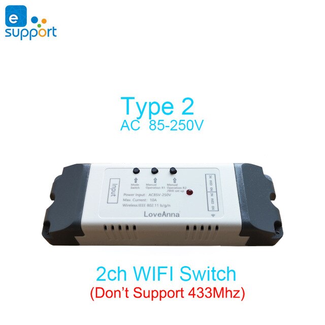 EWeLink 2 Canali Relè Wifi accorto interruttore Tenda Impulsi se stesso-lcoking di Blocco FAI DA TE accorto casa, Casa Intelligente: 2ch AC 85-250V