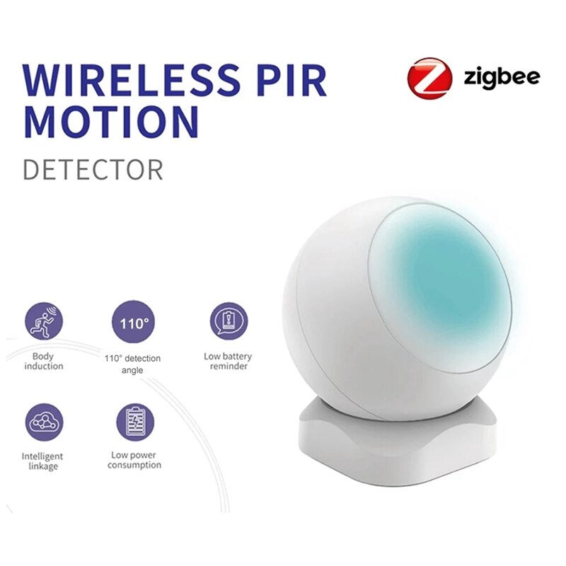 Tuya Powered ZigBee PIR Motion Sensor Wireless Passive Infrared Detector Security Burglar Alarm Sensor Tuya/SmartLife APP Contro: Default Title
