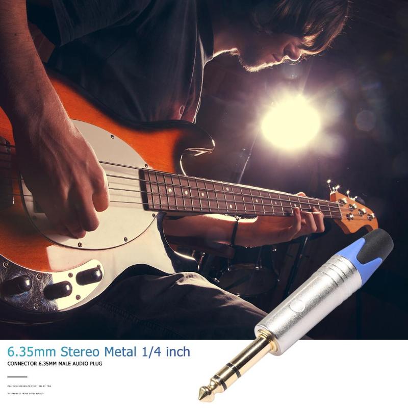 6.35mm Jack Stereo Metal 1/4 inch Connector 6.5mm Male Audio Plug Solder Adapter Solderen vergulde 6.35 plug