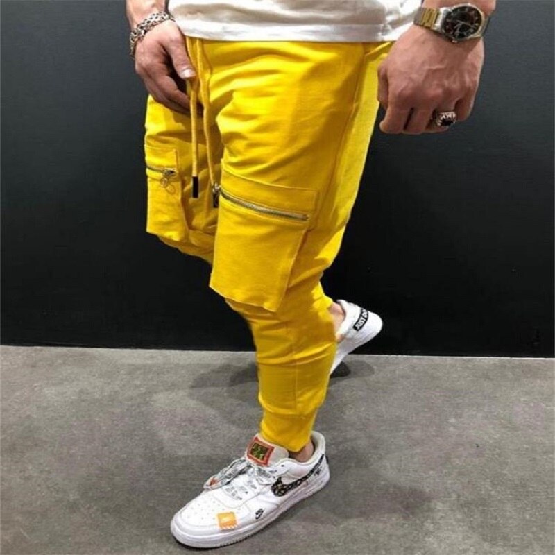 Pantalons de sport décontractés pour hommes, Style européen et américain, grandes poches, couleurs assorties, Hip-hop, pantalons de gymnastique, Ropa Deportiva Hombre