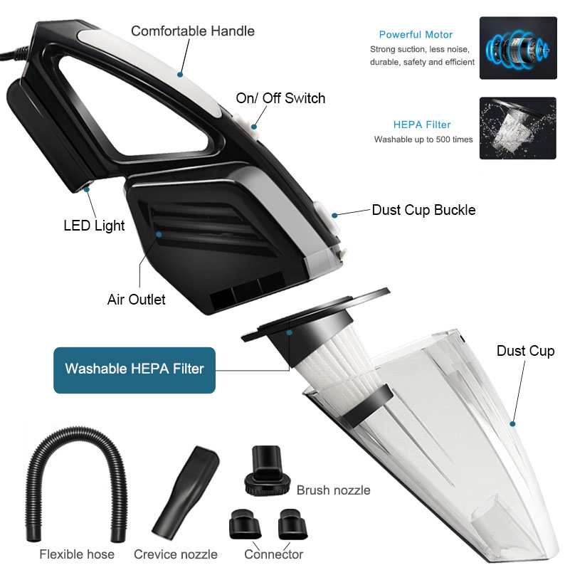 GRIKEY Power Suction Car Vacuum Cleaner Auto Handheld Vaccum Cleaner Car Vaccum Cleaner For CAR 5000Pa Dry Wet auto stofzuiger