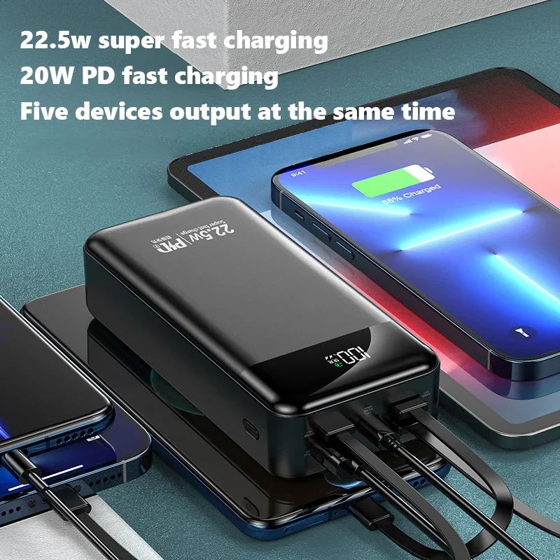Powerbank 100000 mah med 22.5w pd hurtiglading powerbank bærbar batterilader poverbank for iphone xiaomi huawei