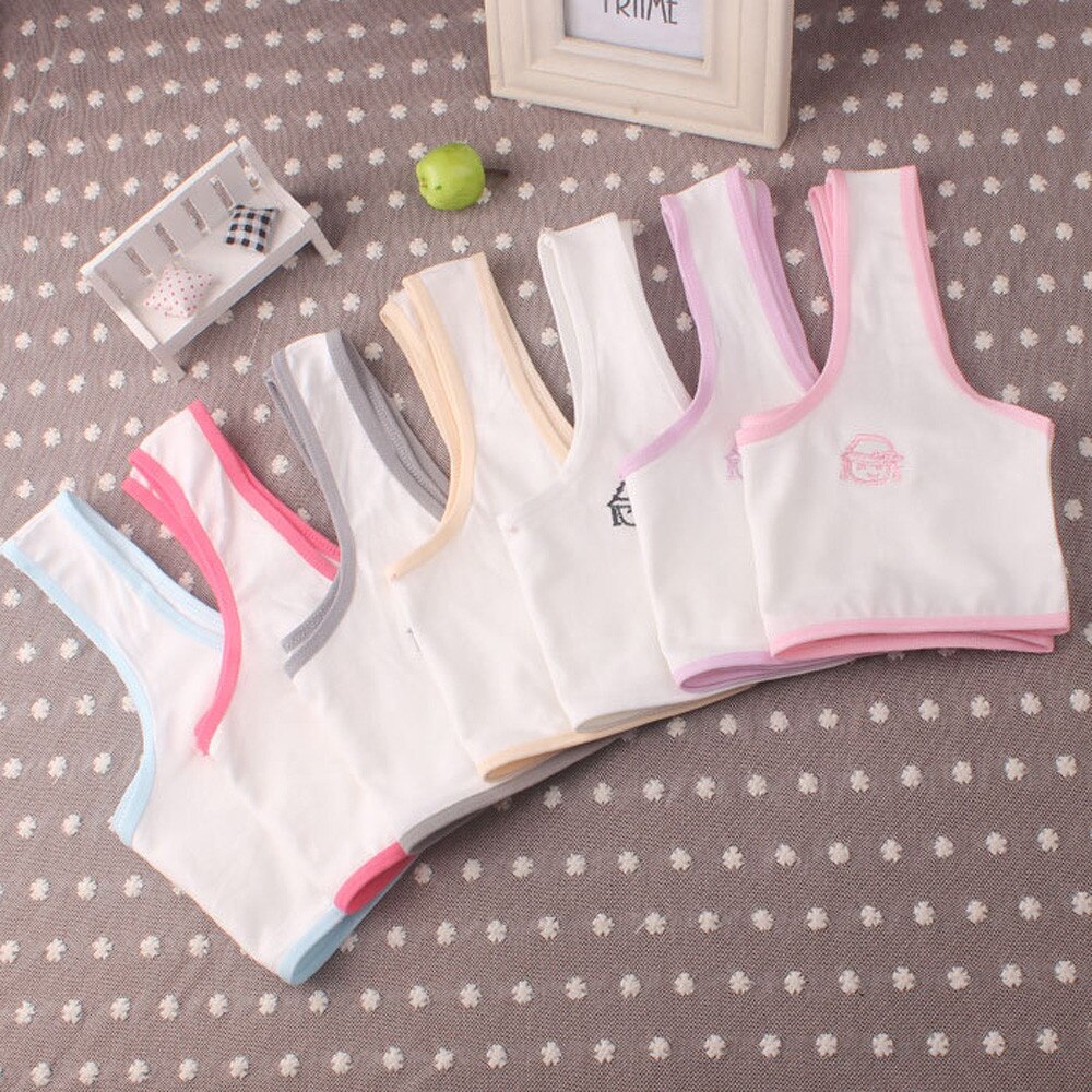 Lovely Baby Girls Tanks Printing Underwear Bra Vest Cotton Children Underclothes Sport Undies Camisoles 1220