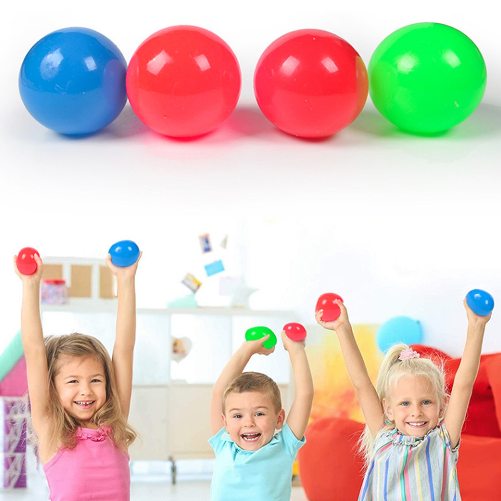 3Pcs Anti-stress Stick Wall Balls Sticky Ceiling Ball l Bounce Decompression Toy Target Bal