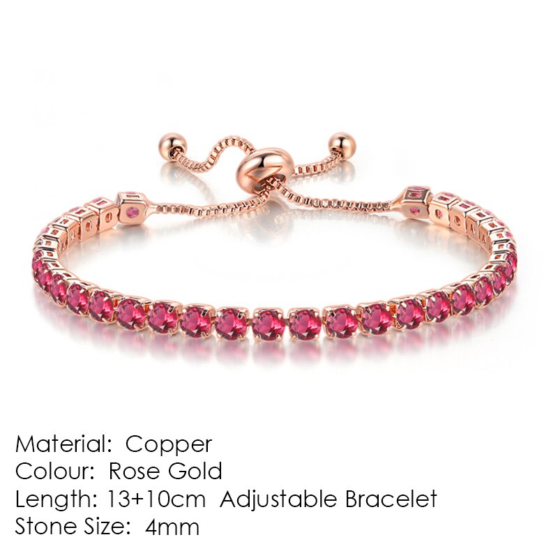 Tennis Armbanden Voor Vrouwen Shining Wit Goud Kleur Single-Layer Zirkoon Verstelbare Slider Gesp Bedelarmband Mode-sieraden