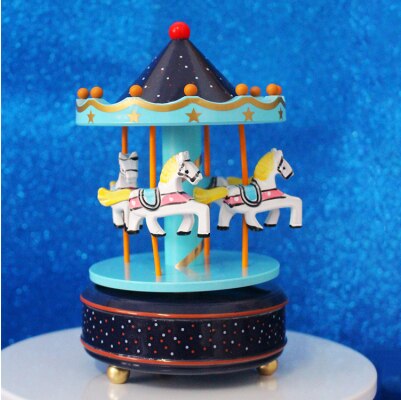 Carousel music box cake decoration birthday geometry music baby room decoration cake decoration home decoration: F