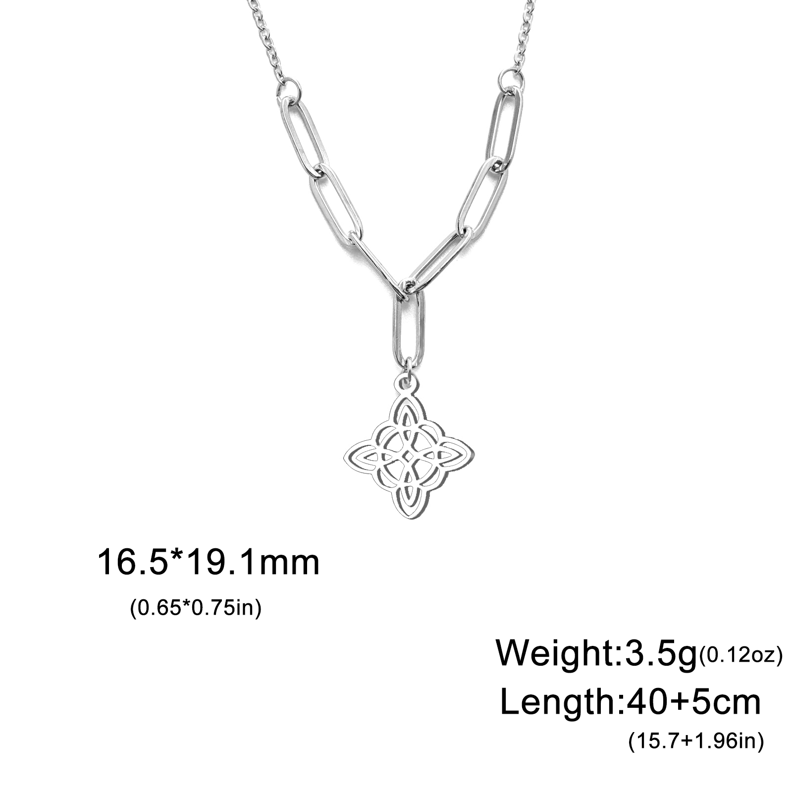 Clásico collar de nudo de bruja la Trinidad de la Media Luna masculina y femenina une amuleto de buena suerte joyas de acero inoxidable Amuleto de protección celta navideños de año