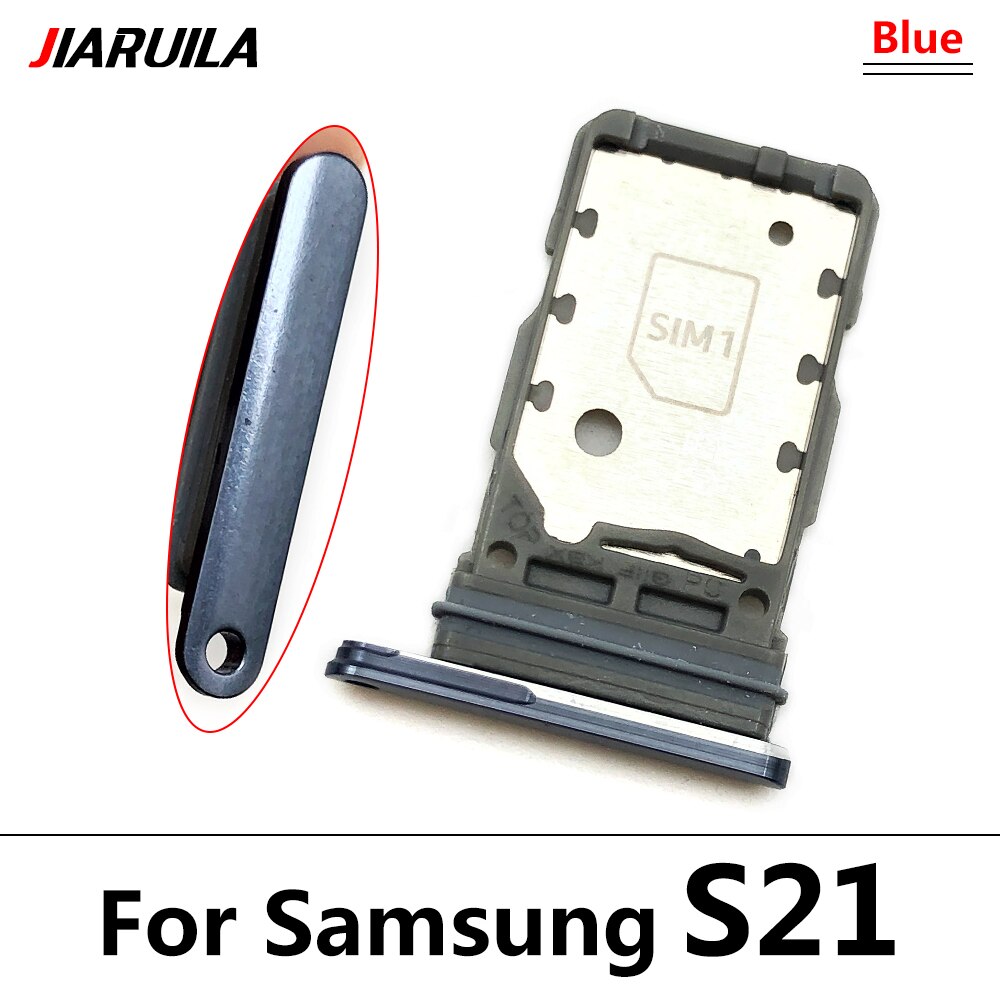 Voor Samsung S20 Fe S21 Telefoon Behuizing Sim-kaart Adapter Micro Sd Card Tray Houder Telefoon Onderdelen: S21 Blue