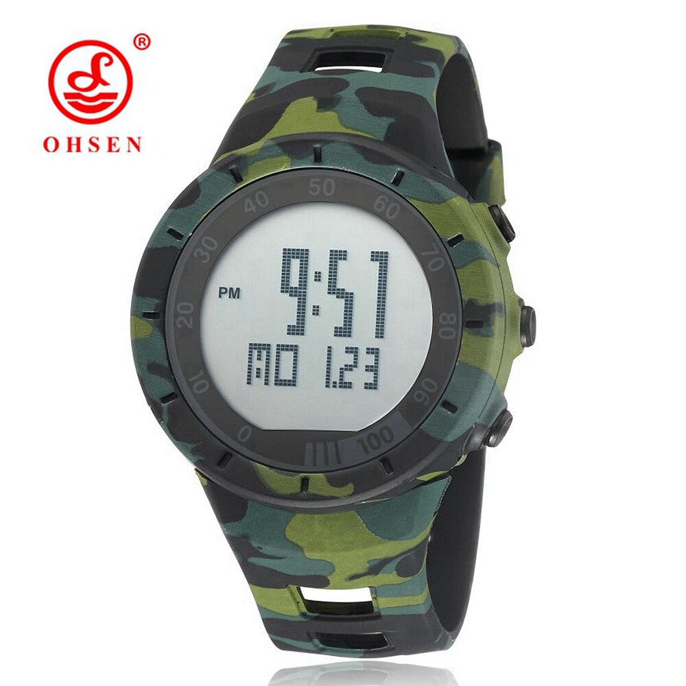 Ohsen Digitale Horloges Waterdichte Rode Mode Elektronische Led Dames Horloge Paar Horloge Voor Vrouwen Mannen Minnaar Sport Horloges: Camouflage black