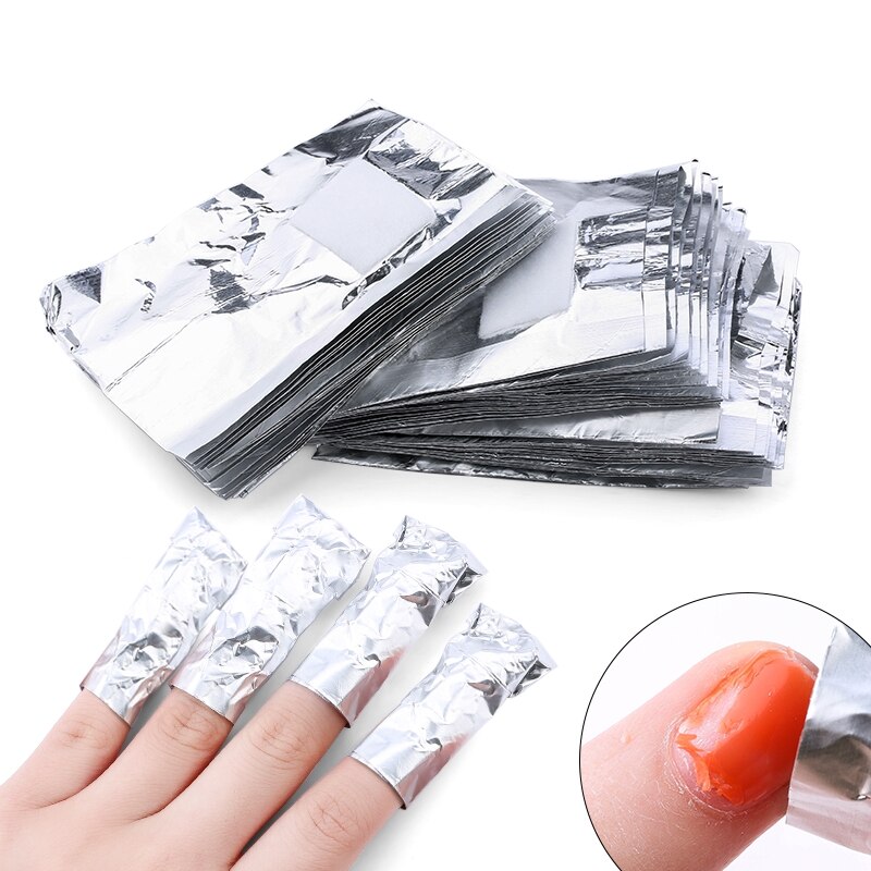 50/100 stk aluminiumsfolie gel neglefjerner klude polish fjernelse suge af akryl uv gel remover wraps med acetone manicure værktøjer