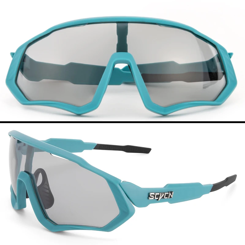 Scvcn Photochromic Glasses Cycling Sunglasses UV400 Women Sports Running Eyewear for Men Cycl Road Mountain Bike Bicycle Goggles: Red
