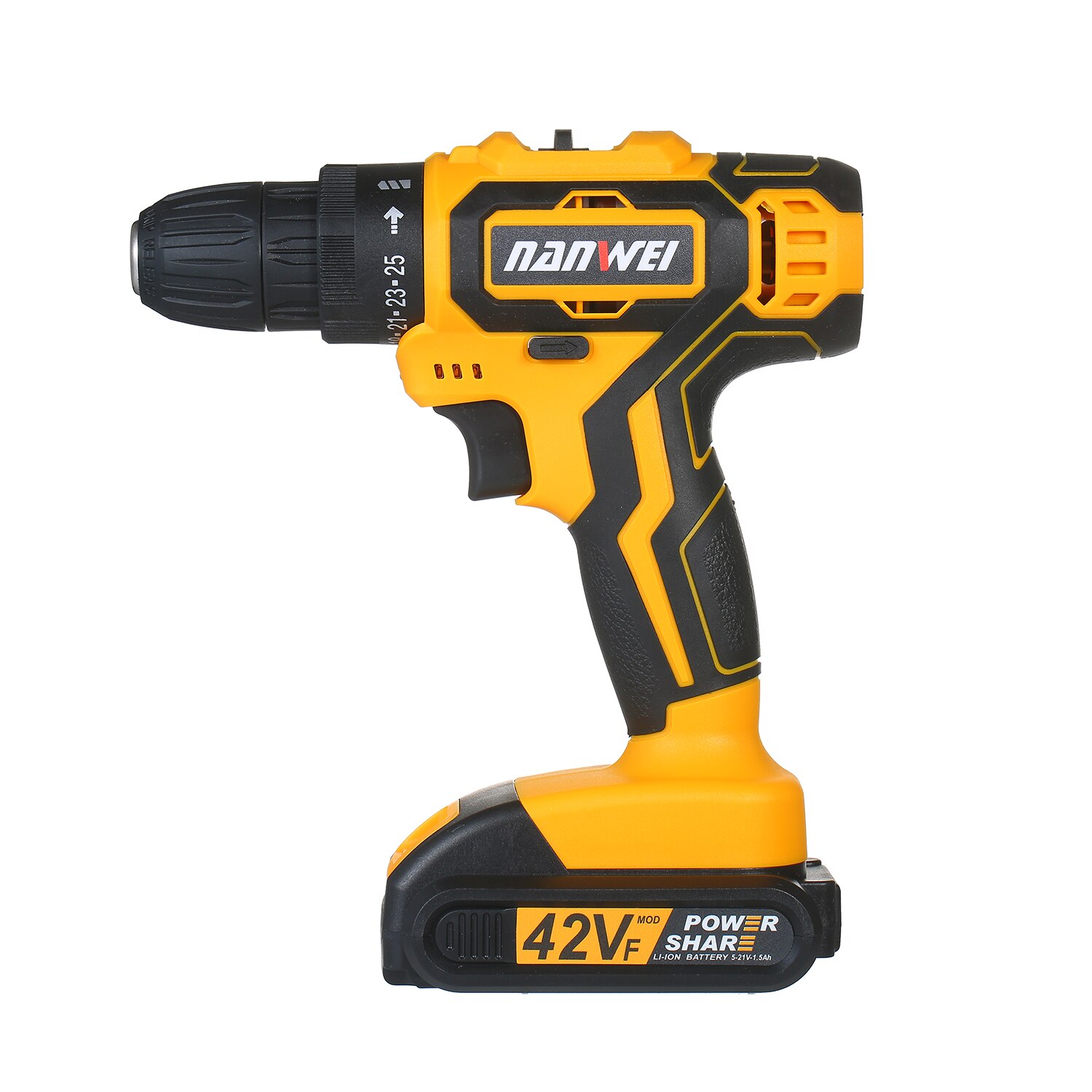 2-Speed Cordless Drill Driver Li-ion Battery Fast Charger 25+1 Clutch Max 35Nm Torque Variable Speed with LED Light Drilling