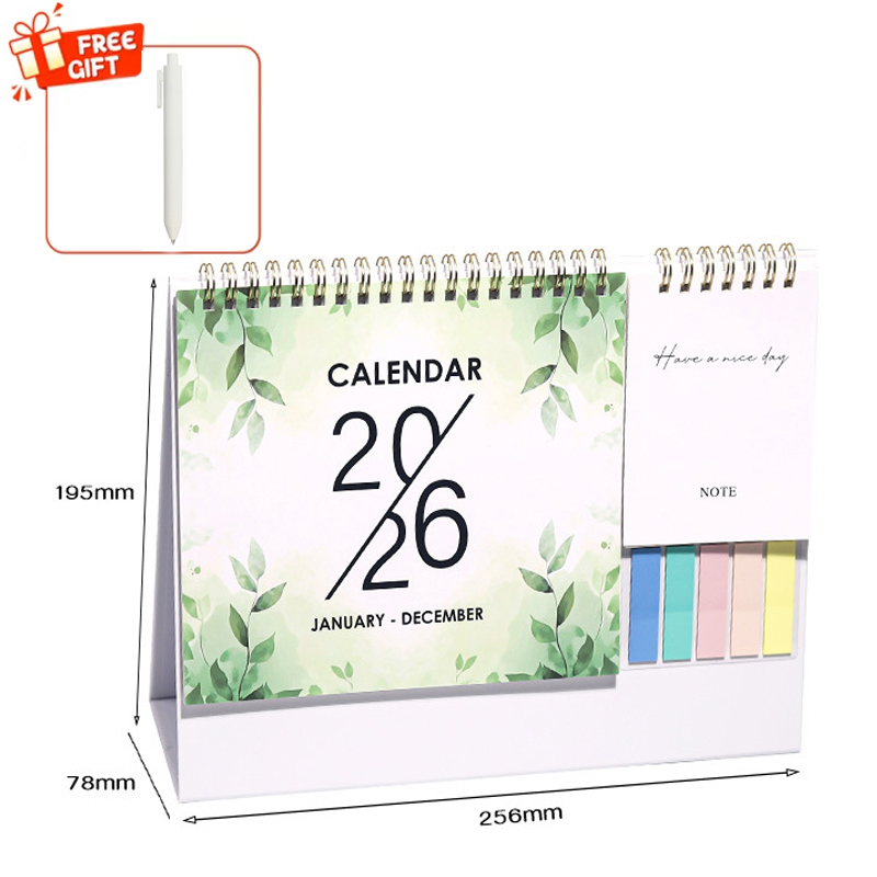 Staande bureaukalender 2026 Esthetische kunstkalender januari 2026- december 2026 Plannerkalender voor het organiseren en planning van een 1 stuks pen: YELLOW