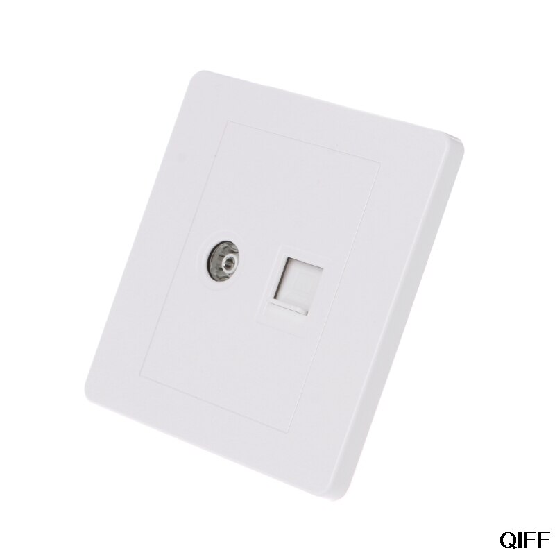 RJ45 Network Adapter+TV Antenna Coaxial Wall Mount Output Faceplate Panel Socket August 5